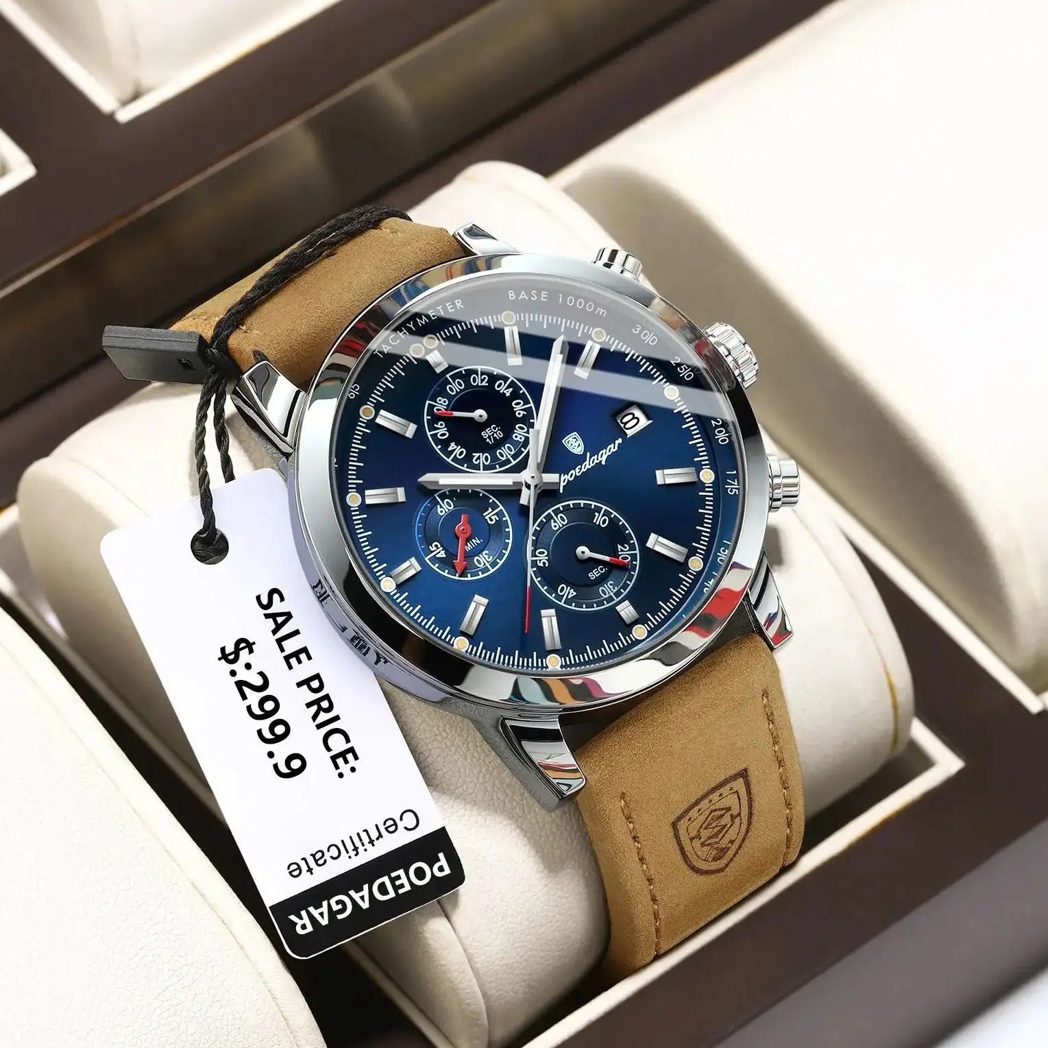 Luxury Wristwatch for Man Waterproof Luminous Chronograph Date Men Watch Sports Leather Men'S Quartz Watches Male Reloj