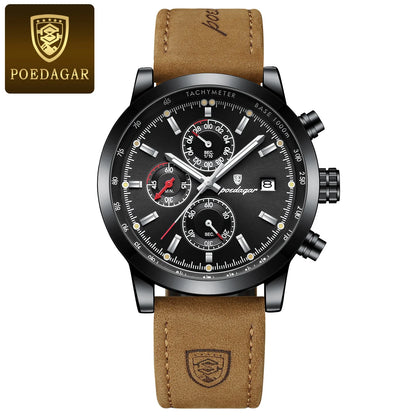 Luxury Wristwatch for Man Waterproof Luminous Chronograph Date Men Watch Sports Leather Men'S Quartz Watches Male Reloj