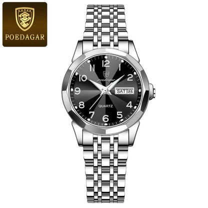 Luxury Ladies Wristwatch Waterproof Luminous Date Week Women Quartz Watch Stainless Steel Women‘S Watches Female Reloj