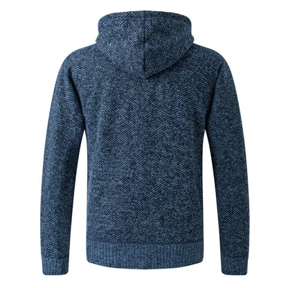 2026 Knitted Cardigan Mens Hooded Collar Fleece Warm Sweaters Coat Men Coat Hoodies Jacket Thick Full Solid Cardigan Male Coats
