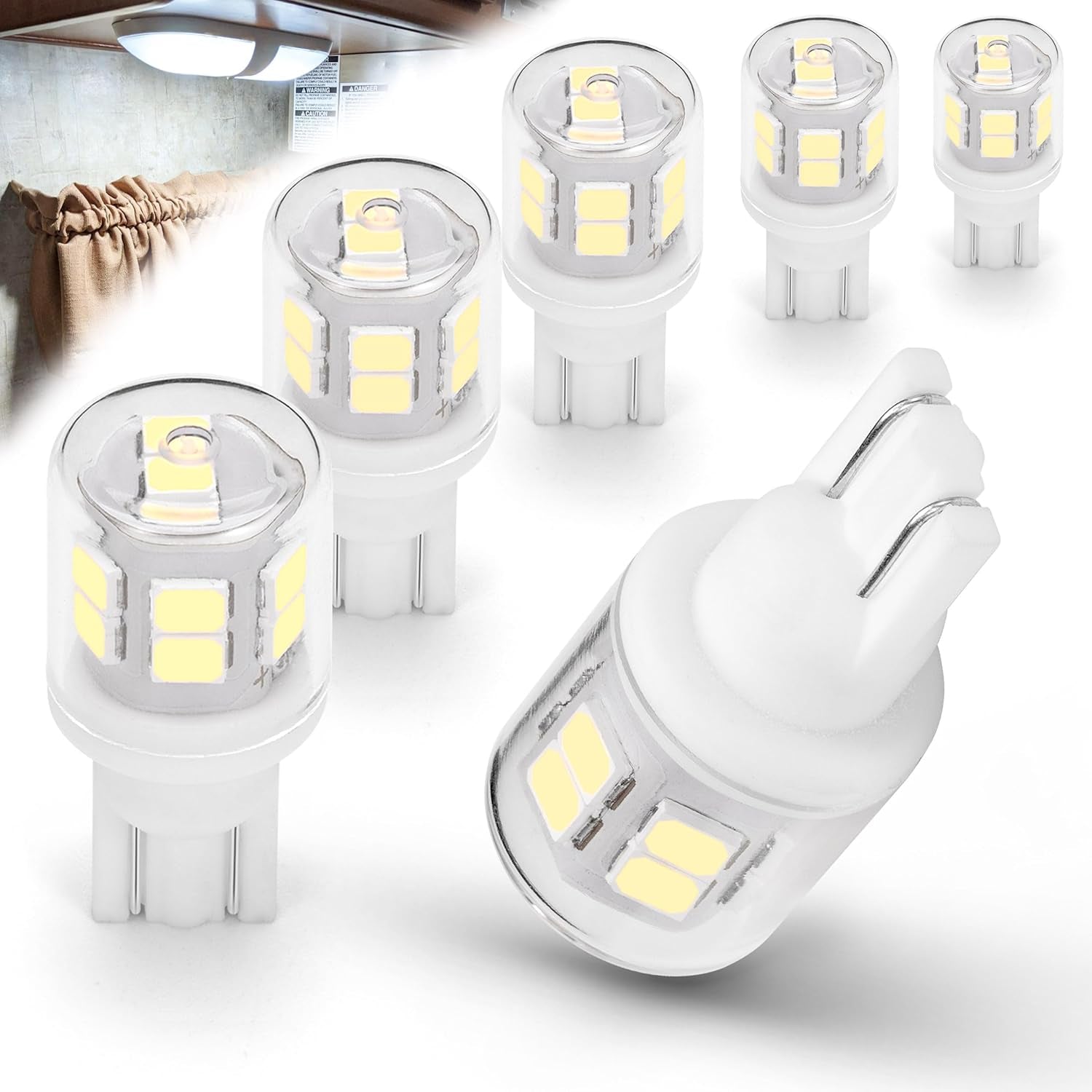 Bright T10 921 922 912 Led Bulbs for 12V RV Tralier Interior Ceiling Dome Light, Cool White 6000K, 194 168 LED Replacement Camper Boat Trunk Map License Backup Reverse Width Lamp Landscape Lights,5Pcs