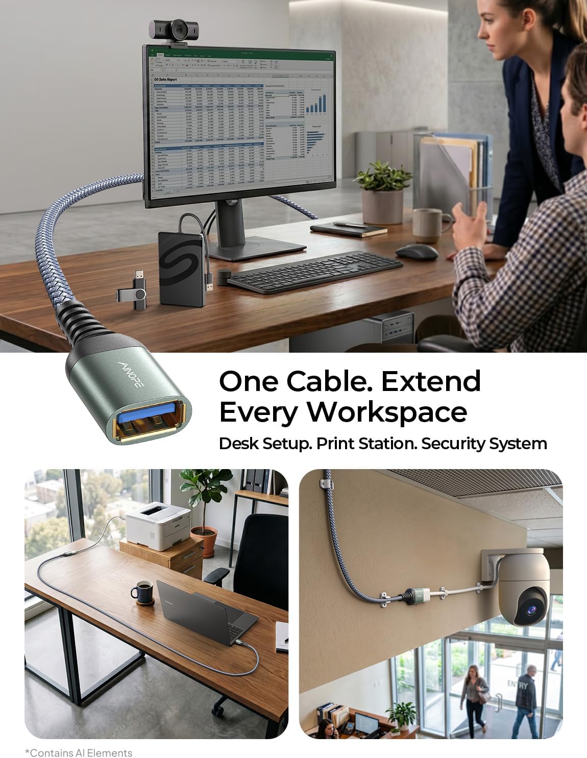 USB Extension Cable 10FT,USB Extender,Usb 3.0 Extension Cable, Male to Female Cord High Data Transfer Compatible with Webcam,Usbkeyboard,Flash Drive,Hard Drive,Printer,Grey