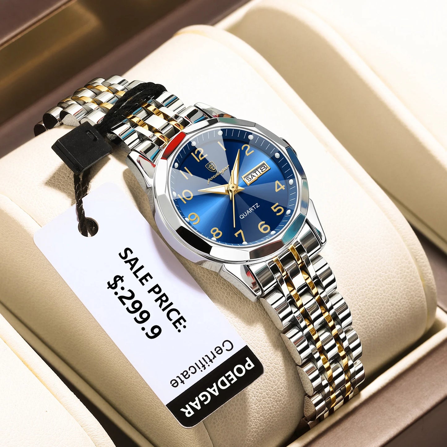 Luxury Ladies Wristwatch Waterproof Luminous Date Week Women Quartz Watch Stainless Steel Women‘S Watches Female Reloj