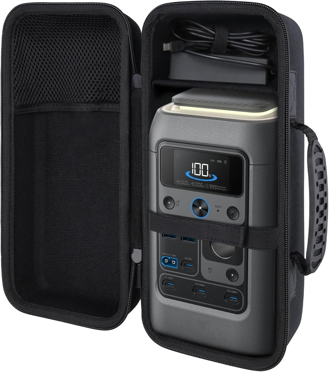 Hard Travel Case Compatible with Anker SOLIX C300 DC Power Bank Station, Outdoor 288Wh 90,000Mah Portable Power Station, 300W Solar Generator
