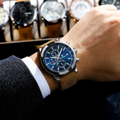 Luxury Wristwatch for Man Waterproof Luminous Chronograph Date Men Watch Sports Leather Men'S Quartz Watches Male Reloj