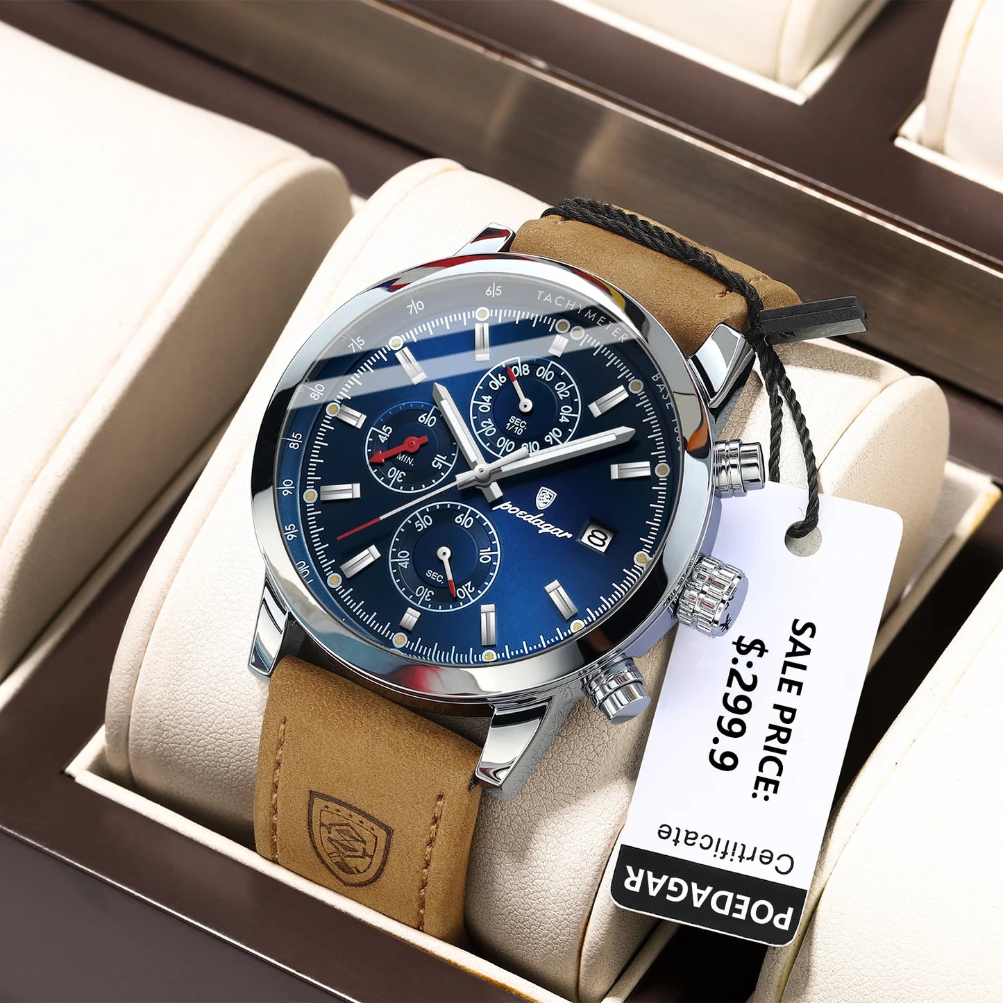 Luxury Wristwatch for Man Waterproof Luminous Chronograph Date Men Watch Sports Leather Men'S Quartz Watches Male Reloj