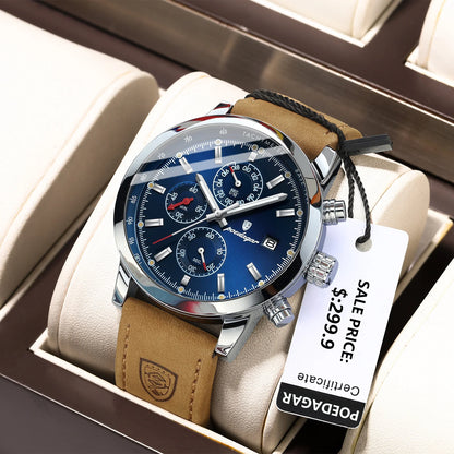 Luxury Wristwatch for Man Waterproof Luminous Chronograph Date Men Watch Sports Leather Men'S Quartz Watches Male Reloj