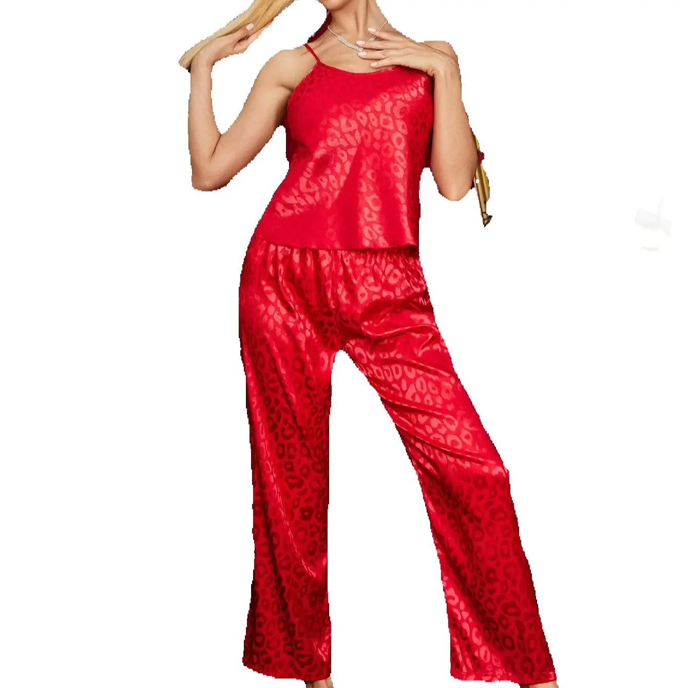 Sexy Women'S Printed Sleepwear Set Casual Top with Long Pants 2 Piece Set for Home
