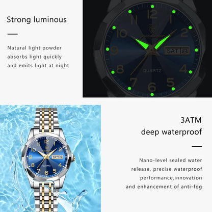 Luxury Ladies Wristwatch Waterproof Luminous Date Week Women Quartz Watch Stainless Steel Women‘S Watches Female Reloj