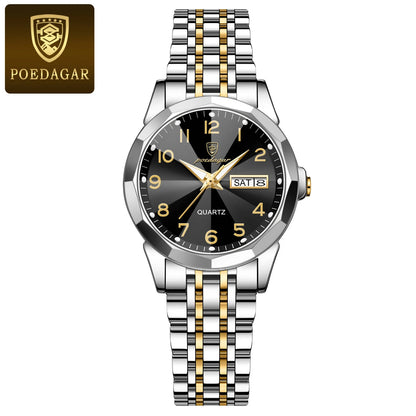 Luxury Ladies Wristwatch Waterproof Luminous Date Week Women Quartz Watch Stainless Steel Women‘S Watches Female Reloj