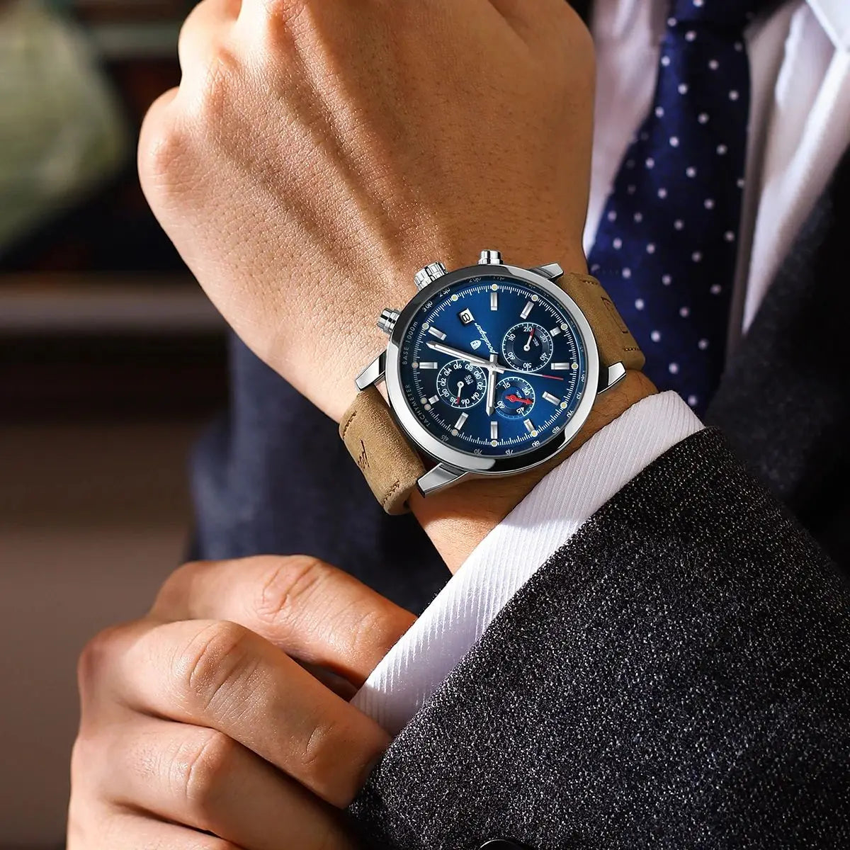 Luxury Wristwatch for Man Waterproof Luminous Chronograph Date Men Watch Sports Leather Men'S Quartz Watches Male Reloj